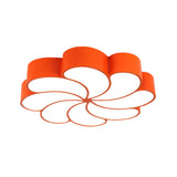 Spiral Flower Acrylic Kids Led Flush Mount Light In Orange/Yellow