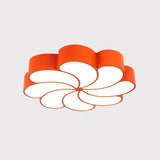 Spiral Flower Acrylic Kids Led Flush Mount Light In Orange/Yellow