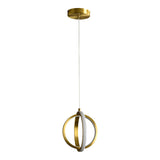 Led Gold Dual Ring Mini Pendant Light Kit With Metallic Down Lighting