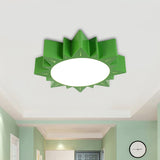 Led Kindergarten Ceiling Light With Sun Acrylic Shade In Red/Yellow/Blue Colors