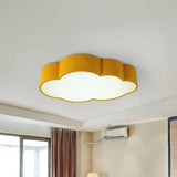 Kindergarten Cloud Flush Ceiling Light - White/Red/Yellow Kids Acrylic Mount