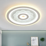 Contemporary Circular Led Ceiling Light Fixture With White Acrylic Flushmount And Elegant Flower