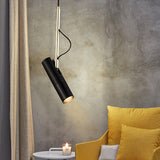 Metallic Cylinder Mini Pendant Light Fixture - Black/White With Warm/White Option Black / Warm