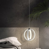 Modern Led Pendant Light With Crossed Ring Design - Black/White Metallic Shade In Warm/White