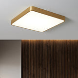 Modern Led Brass Ceiling Light Fixture For Bedroom - Square/Round Metallic Flush Mount