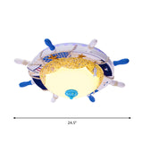 Opal Glass Led Bedroom Flushmount Ceiling Lamp With Domed Design In Blue Rudder And Beach -