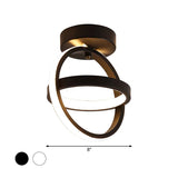 Modern Crossed Circle Led Ceiling Lamp In Warm/White Light - Metal Flush Mount Fixture