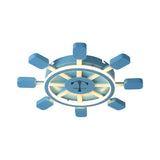 19.5/23.5 Wide Rudder Led Flushmount Light - Kids Acrylic Blue/White Ceiling Fixture Warm/White