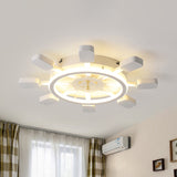 19.5’/23.5’ Wide Rudder Led Flushmount Light - Kids Acrylic Blue/White Ceiling Fixture Warm/White