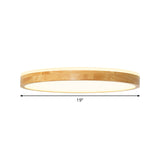 Minimalist Wood Circular Flush Mount Ceiling Light Fixture - Led With Beige Shade 12/15/19 Width