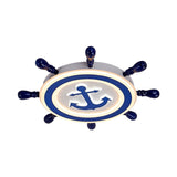 Rudder Metallic Ceiling Lamp - 21.5/25.5 Wide Led Blue Flush Mount Children Style Light Fixture