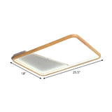 Beige Wood Frame Led Ceiling Fixture Flush Mount Multiple Length Options