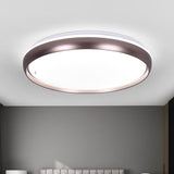 Sleek Round Led Ceiling Lamp - Modern Metallic Dark Brown/Copper/Dark Gold Flush Mount Lighting For