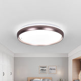 Sleek Round Led Ceiling Lamp - Modern Metallic Dark Brown/Copper/Dark Gold Flush Mount Lighting For