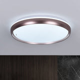 Sleek Round Led Ceiling Lamp - Modern Metallic Dark Brown/Copper/Dark Gold Flush Mount Lighting For