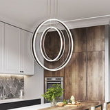 Dark Coffee Dual Hoop Pendant Light With Led Down Lighting In Warm/White / Warm