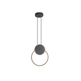 Led Mini Pendant Annular Lamp Kit In Black/White With Metal Shade And Warm/White Light