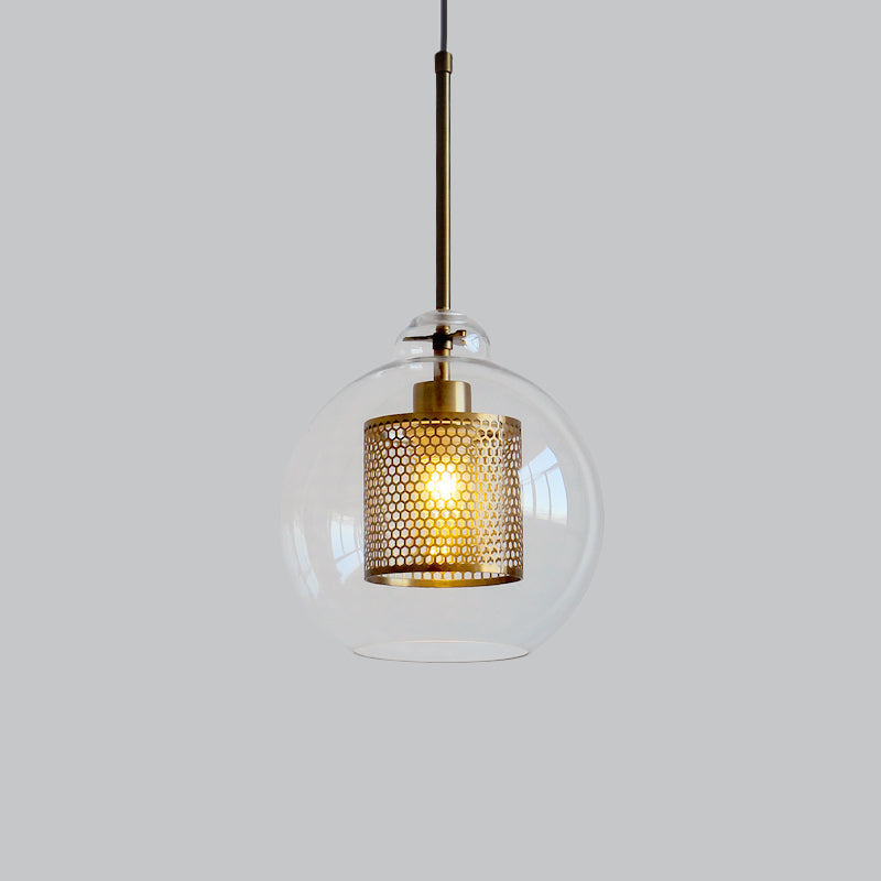 Contemporary Clear Glass Orb Pendant Light For Dining Room