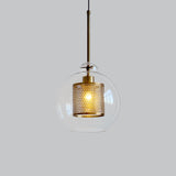 Contemporary Clear Glass Orb Pendant Light For Dining Room