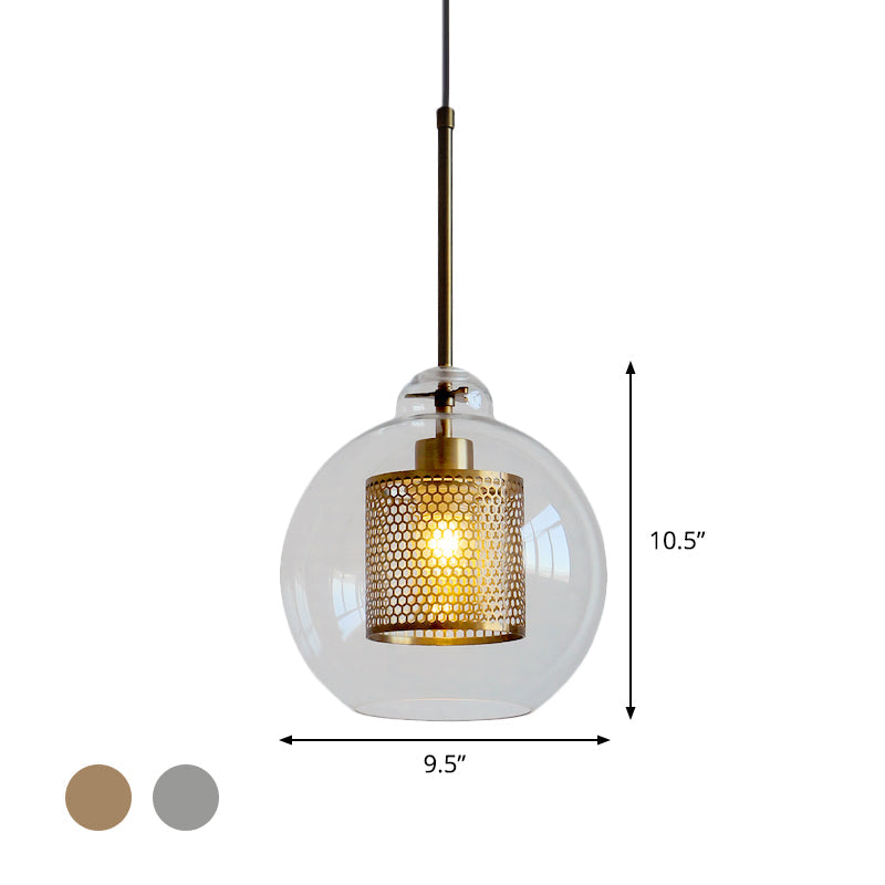 Contemporary Clear Glass Orb Pendant Light For Dining Room