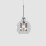 Contemporary Clear Glass Orb Pendant Light For Dining Room