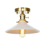 Vintage Metal Cone Ceiling Light Fixture - White Semi Flush Mount For Kitchen