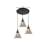 Smoked Glass Multi-Light Pendant Industrial Coffee Shop Hanging Lamp - Cone/Bowl Style |