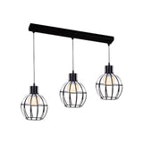 Vintage Black Cage-Style Suspended Ceiling Lamp By 3 Lights Global
