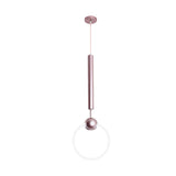 Modern Flute & Ring Pendant Light Macaron Style For Bedroom Metal Construction Single Head Hanging