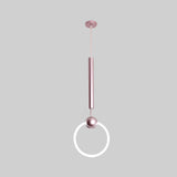 Modern Flute & Ring Pendant Light Macaron Style For Bedroom Metal Construction Single Head Hanging