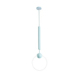 Modern Flute & Ring Pendant Light Macaron Style For Bedroom Metal Construction Single Head Hanging