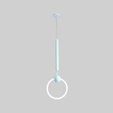 Modern Flute & Ring Pendant Light Macaron Style For Bedroom Metal Construction Single Head Hanging