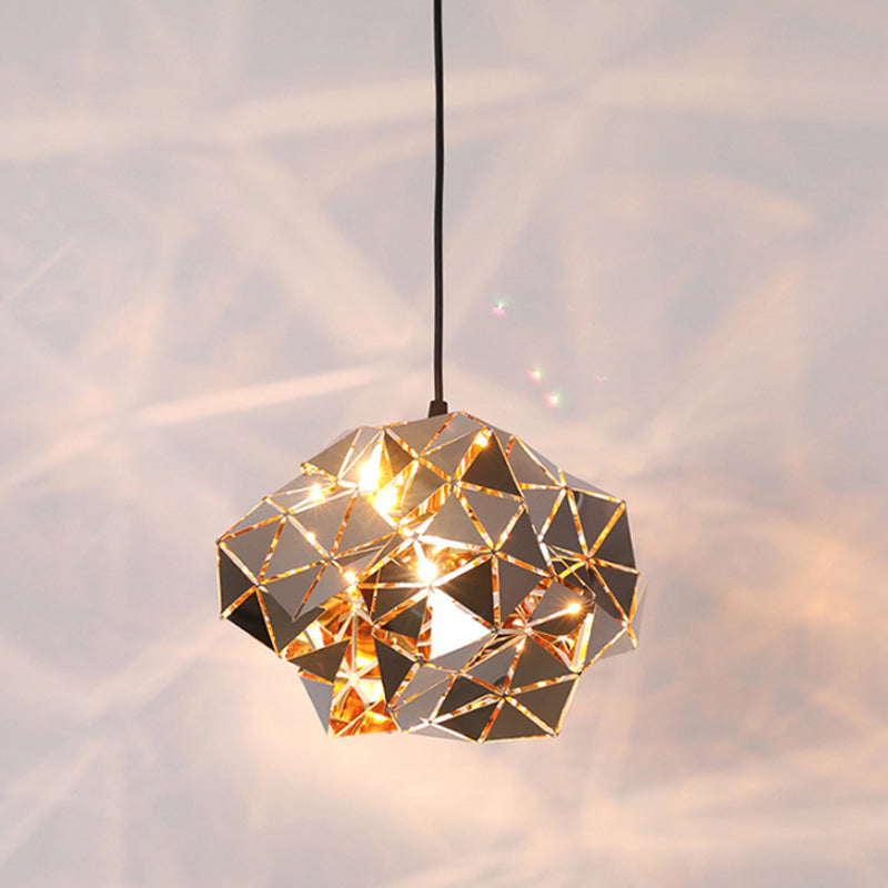 Irregular Polyhedron Pendant Light - Modern Metal Lamp For Dining Table