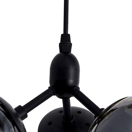 Modern Black Round Cluster Pendant Light With Linear Design And Clear Glass Shades