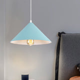 Macaron Style Metallic Pendant Light Fixture - Conic Shade Coffee Shop Ceiling Lamp (1 Bulb