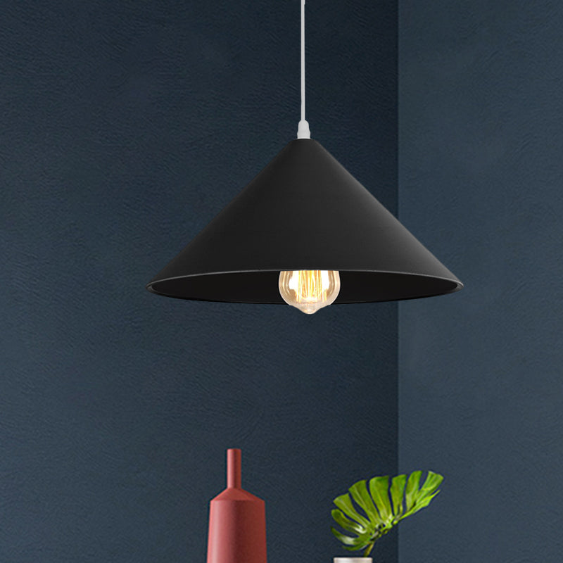 Macaron Style Metallic Pendant Light Fixture - Conic Shade Coffee Shop Ceiling Lamp (1 Bulb