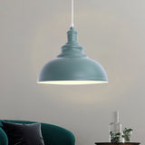 Macaron Style Pink/Yellow Bowl Ceiling Light: Metal Suspended Lamp For Bedroom - 1 Bulb Fixture