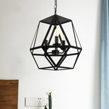 Vintage Black Barrel/Birdcage Chandelier Pendant Light With Wire Guard - 3 Lights For Table