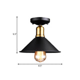 Conic Semi-Flush Mount Vintage Light - Stylish Black/White Metallic Ceiling Lighting