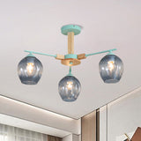 Modern Modo Pendant Chandelier - Smoke Gray Glass 3/6 Light Fixture For Living Room