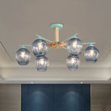 Modern Modo Pendant Chandelier - Smoke Gray Glass 3/6 Light Fixture For Living Room 6 / Green