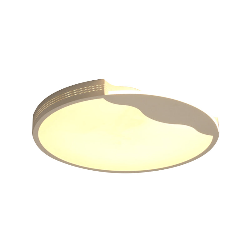 Modern White Led Flush Mount Ceiling Light Fixture With Acrylic Shade Warm/White Lighting 16/19.5