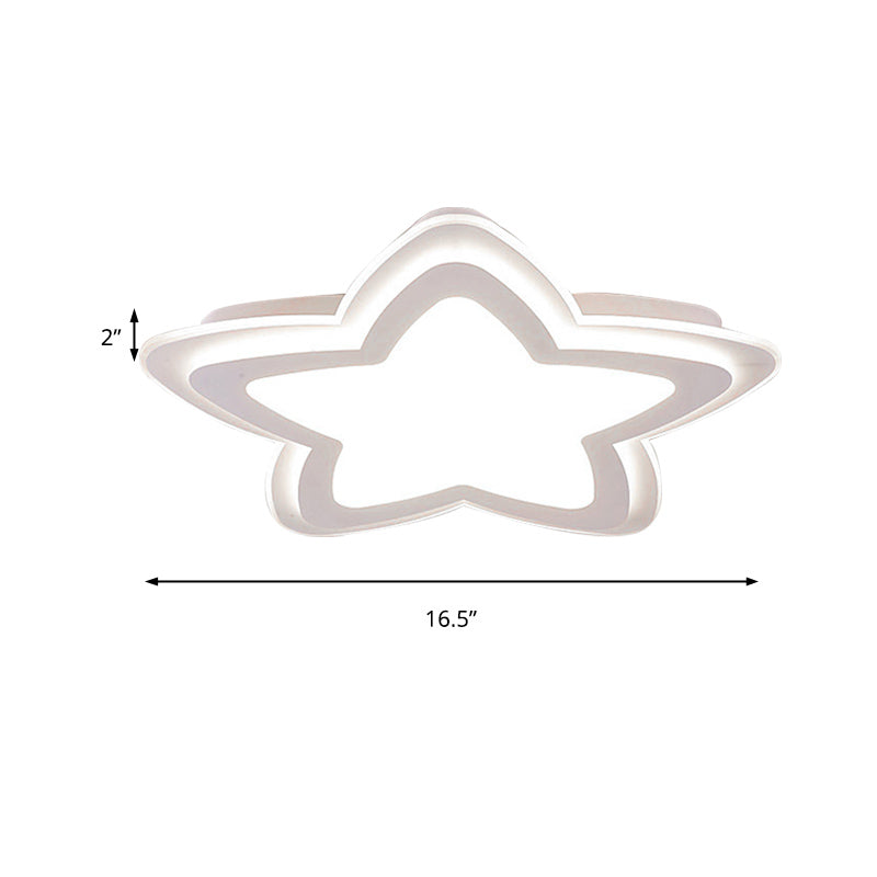 Star-Shaped Acrylic Flush Mount Light For Childs Bedroom With Simple White Style