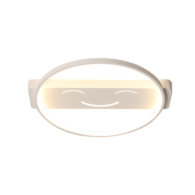White Acrylic Smiling Face Ceiling Lamp: Contemporary Flush Mount Light For Dining Room