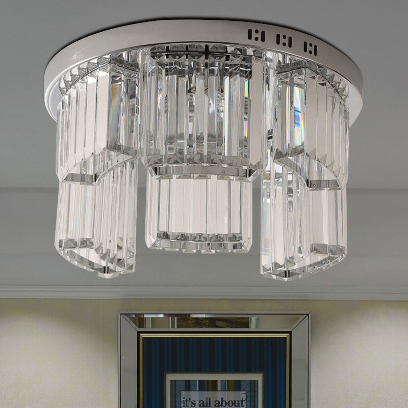 Contemporary Jagged Block Flush Mount Lamp - Clear Crystal Ceiling Light (18/23.5 W 6/9-Light) For