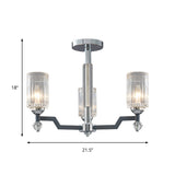 Modernist Crystal Semi Flush Ceiling Light - 3/6-Head Mount In Chrome