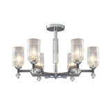Modernist Crystal Semi Flush Ceiling Light - 3/6-Head Mount In Chrome