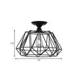 Black Metallic Cage Diamond Ceiling Light Fixture For Corridor - Loft Industrial Style Close To