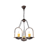 Metal Vintage Chandelier With Three-Lights Bronze Finish - Perfect For Dining Room Décor