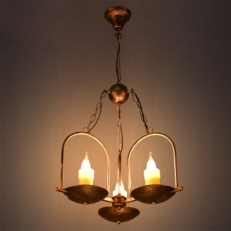 Metal Vintage Chandelier With Three-Lights Bronze Finish - Perfect For Dining Room Décor